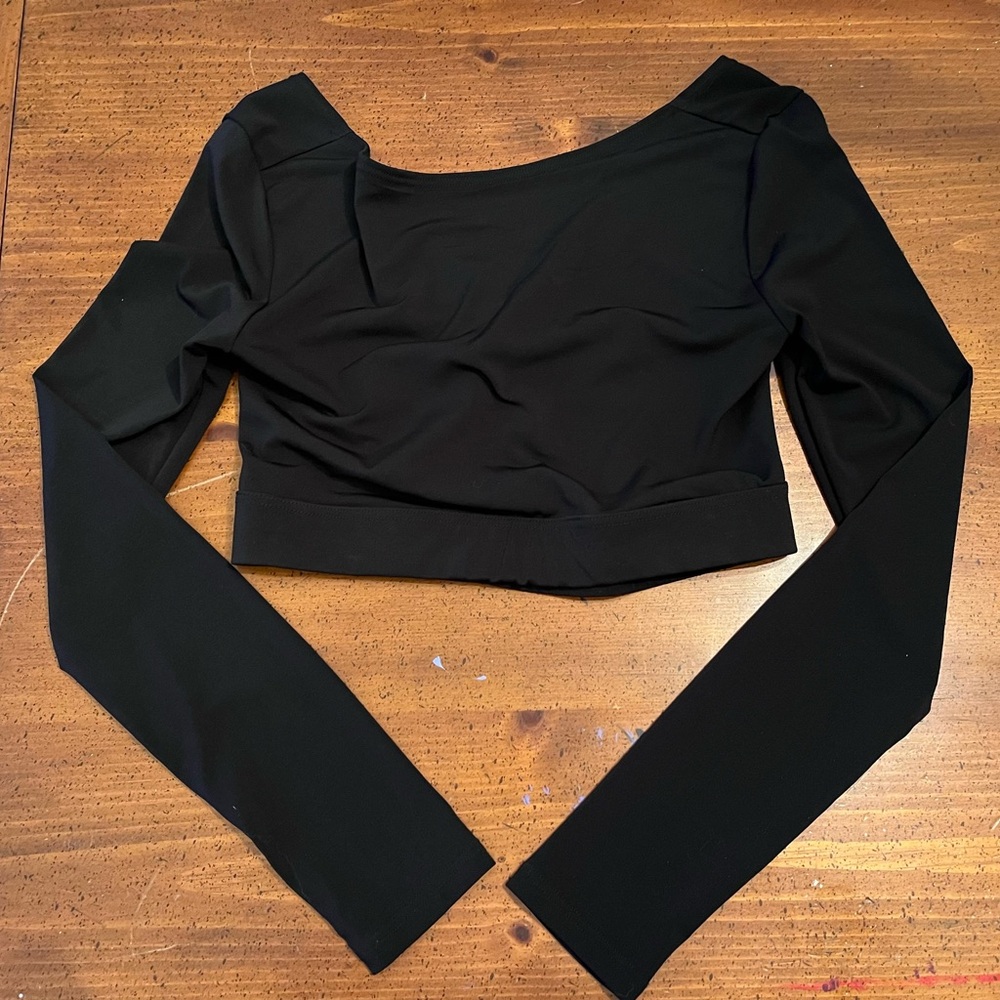 Weissman Dance Costume - Black Knotted Back Crop Top - Size MA
